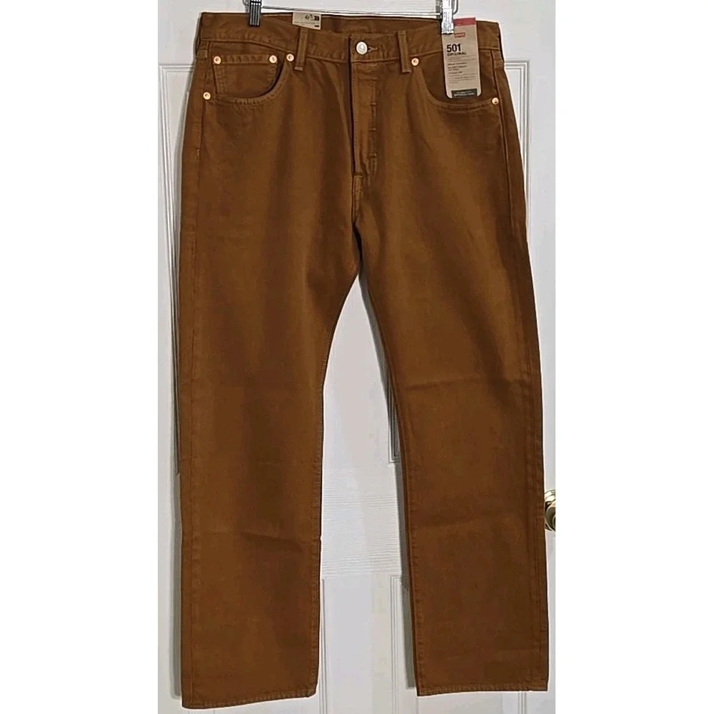 Levi's 501 Mens Jeans 33x30 Straight Leg Brown Sits at Waist Relaxed Thru Thigh